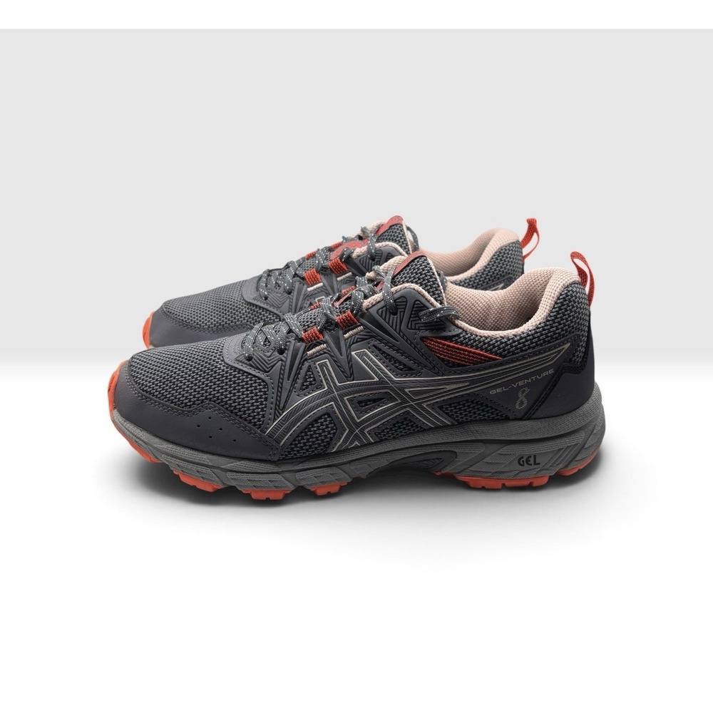Asics Women's Gel Venture 8 Trail Running Shoes Sz 9.5 Grey & Ginger Peach -2186